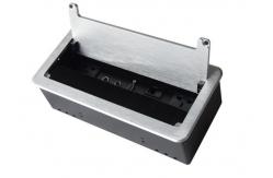 China Silver Brush Table Socket Box 5mm Alloy Plate 2 Universal Power Plug supplier
