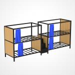 Hotel double decker curtain bed steel bunk beds with middle ladder and locker for sale