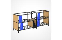 China Hotel double decker curtain bed steel bunk beds with middle ladder and locker supplier