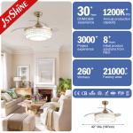 Home Office Function Air Conditioning LED Lighting Gold Ceiling Fan with Hidden Blades