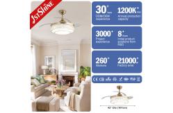 China Home Office Function Air Conditioning LED Lighting Gold Ceiling Fan with Hidden Blades supplier