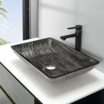 12mm Bathroom Wash Basins 16.5 Inch Art Rectangular Tempered Glass Sink Bowl for sale