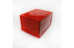 China Magnetic Thickened Transparent Shoe Box , Side Open Door Stackable Shoe Bin supplier