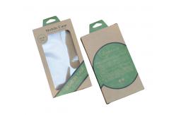 China Brown Kraft Paper Window Boxes Packaging With Hanger Hole For Phone Case supplier