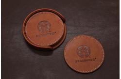 China Circular Fancy Stationery Items PU Leather Coasters For Home / Office / Cafe supplier