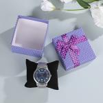 Elegant Purple Polka Dot Watch Gift Box with Silk Ribbon Premium Jewelry Packaging for Luxury Watches for sale