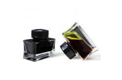 China 15 Ml Flat Square Glass Ink Bottle Pen Separate With Black Cap supplier