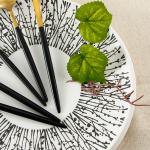 Kitchen Matte Gold Silverware Set With Black Handle