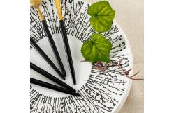 China Kitchen Matte Gold Silverware Set With Black Handle supplier
