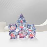 Pink Flow Sand Blue Crystal Resin Dice Multi Sided Handmade for sale