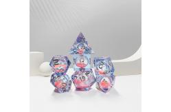China Pink Flow Sand Blue Crystal Resin Dice Multi Sided Handmade supplier
