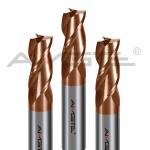 Copper Coating Carbide End Mill 4mm - 32mm 3 Flute End Mills For Carbon Steel for sale
