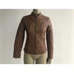 Mandarin Collar Ladies PU Jacket , Womens Faux Leather Jackets Zip Through TW76738 for sale
