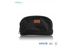 China Custom Zipper Canvas Makeup Pouch Round Canvas Cosmetic Bag For Women supplier