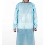 Custom Bule Disposable Protective Coveralls , CPE Long Sleeve Plastic Apron for sale