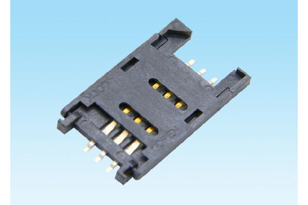 6 Pin Electronic Component SIM Card Connector LCP Plastic Material High Durability
