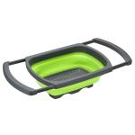 Collapsible Over the Sink Silicone Colander With Long  Handle Kitchen Folding Strainer for sale