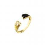 18K Gold Plated Diamond Ring Women Open Enamel Ring OEM ODM for sale