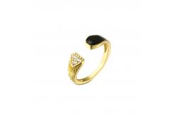 China 18K Gold Plated Diamond Ring Women Open Enamel Ring OEM ODM supplier