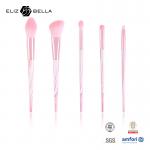 5pcs Pink Ferrule Plastic Makeup Brushes Synthetic Hair Vegan Personalized Custom Logo for sale