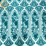 Tulle Lace Green Beaded Sequin Embroidery Fabric For Dress Making for sale