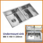 Brushed 16 Gauge Kitchen Sink Undermount SS Apron Sink 50 50 88x45 for sale