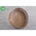 Take Away Disposable Round Kraft Paper Soup Bowl 500ml To Go Container With Clear Lid for sale