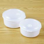 Round Plastic Lunch Microwave Soup Pot Bowl Crisper With Lid