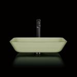 105mm 330mm Counter Top Bowl Sink Rectangular White Light Green Bathroom for sale