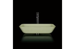 China 105mm 330mm Counter Top Bowl Sink Rectangular White Light Green Bathroom supplier