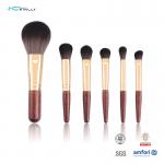 6PCS Short Wooden Handle Makeup Brush Set Synthetic Hair Rose Gold Ferrule for sale