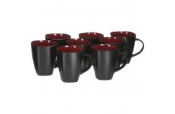 China 14 Oz Coffee Cups Red Reactive Stoneware 8 Pack Mugs Tea Cup Set supplier