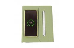 China Hot Selling Business Notebook Power Bank Business Wireless Charging Notebook With Phone Holder supplier