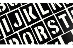 China Interlocking Characters PVC Rectangle Black Number And Letter Stencil For Public supplier