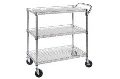 China Classic Commercial - Grade 3 Shelf Wire Utility Cart Adjustable Every Shelf Height supplier