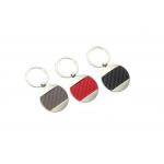 Red Carbon Fibre Leather Key Chains 5mm Pantone Black Leather Key Holder for sale