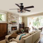 52 Inch Decorative 5 Vane 18w Pull Chain Ceiling Fan Light for sale