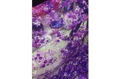China Luxury Guipure 3D Flower Lace Fabric For Apparel 135cm Width Purple supplier