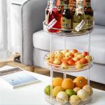 Dia 27cm Rotatable Double Layer Spice Rack Plastic Kitchen Organizer