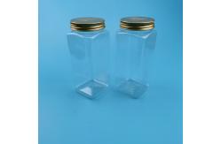 China 320ml Square Plastic Jars With Lids Candy Cookie Nuts Packaging supplier