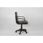 Dark Brown Leather Office Chair , Middle Back Executive Computer Chair With Nylon Armrest