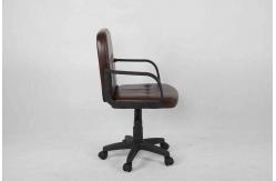 China Dark Brown Leather Office Chair , Middle Back Executive Computer Chair With Nylon Armrest supplier