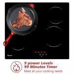 220V-240V 4 Burner Electric Cooktop Built In 24 Inch Ceramic Cooktop 6000W