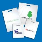 White Handle Bags For Shopping , Customized Logo PE Plastic Pouches Packaging for sale