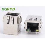 10/100 Base-tx network connector rj45 single port with G/Y led and EMI Fingers RJ45 With Transformer for sale