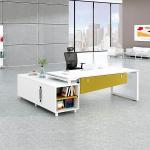 L Shape Executive Office Desks Sets White Single With Wooden Baffle for sale
