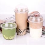 12oz 16oz 20oz Disposable Bubble Tea Plastic Cups With Dome Lids High Clarity for sale