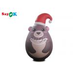 Custom Portable Pvc Sealed Gray Inflatable Teddy Bear With Xmas Hat Advertising for sale