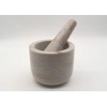 Round Stone Mortar And Pestle , Marble Bowl With Grinder Handcrafts for sale