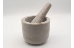 China Round Stone Mortar And Pestle , Marble Bowl With Grinder Handcrafts supplier